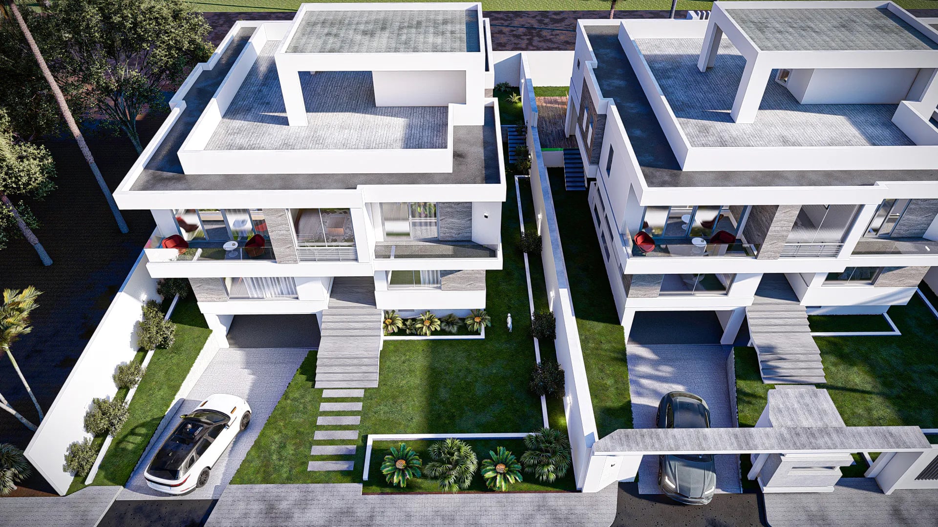 Vue aérienne des villas